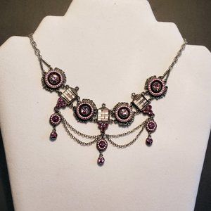 VINTAGE PINK RINESTONES & BEADED CHOKER NECKLACE